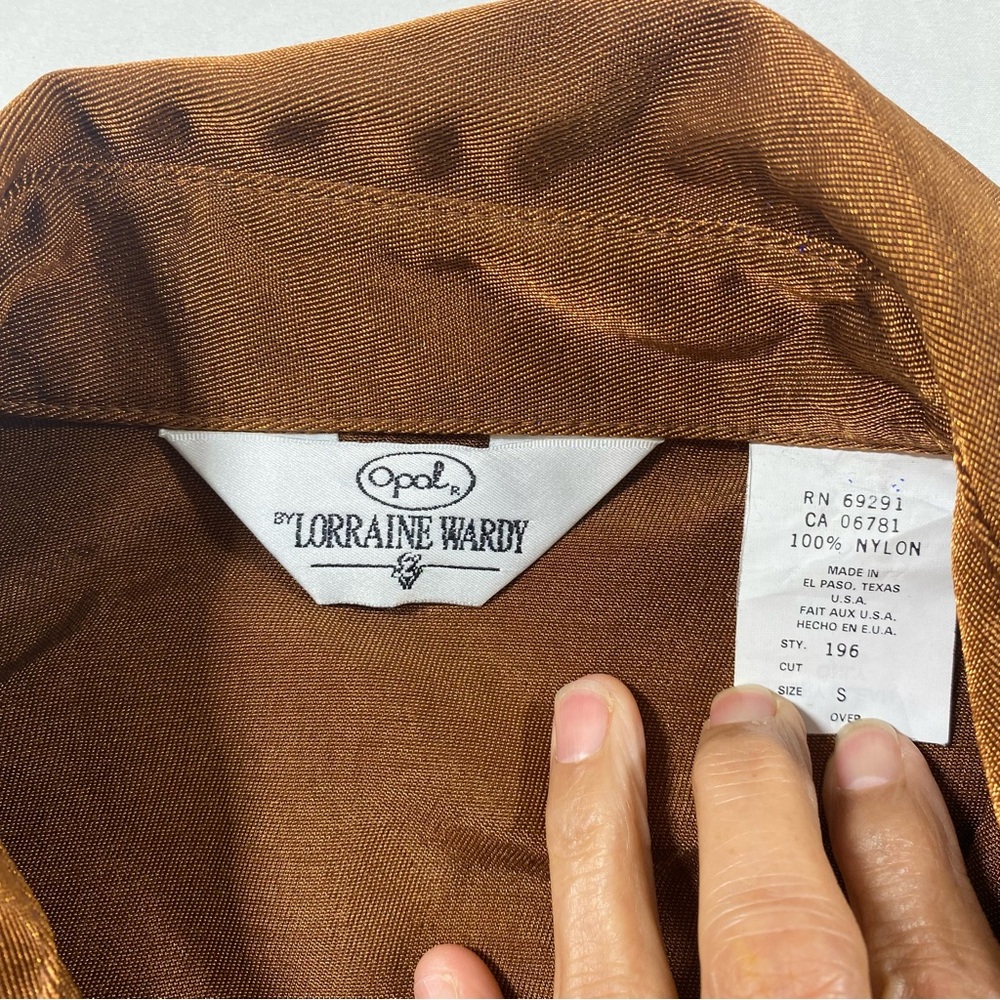 Lorraine Wardy Vintage Brown Two-Piece Suit button down jacket pant set sequins - Picture 3 of 14